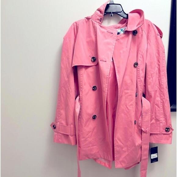 LONDON FOG Petite Double-Breasted Water-Resistant Belted Trench Jacket,coat PL🦩 - Picture 4 of 9